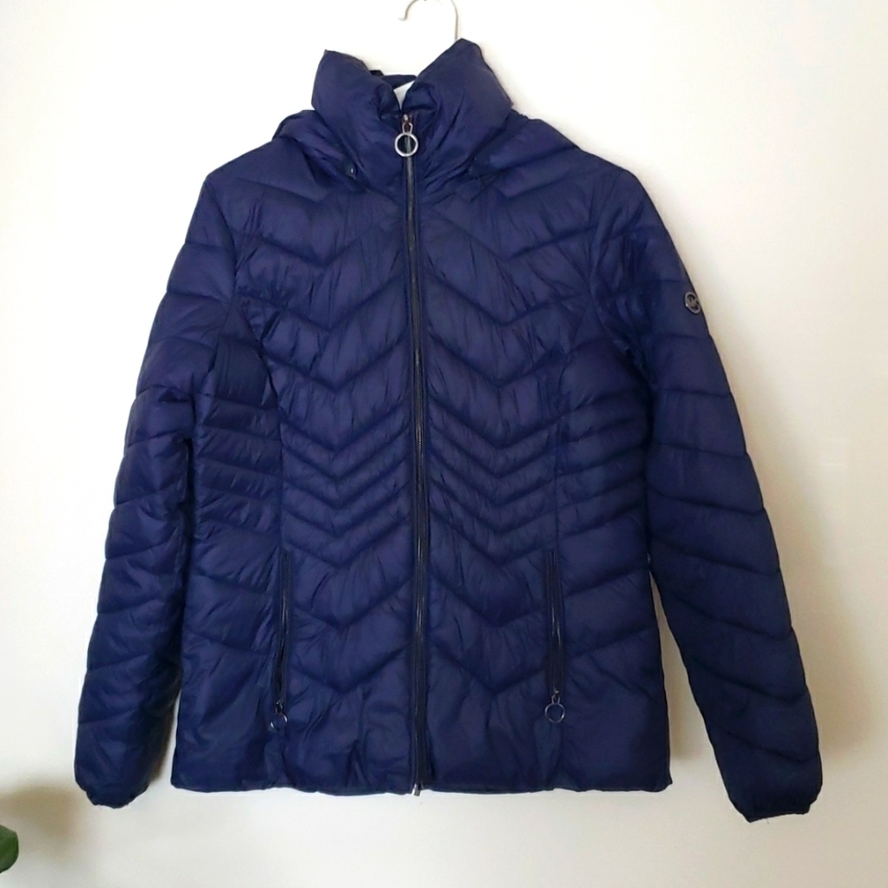Michael Michael Kors navy blue packable puffer jacket, women's size small